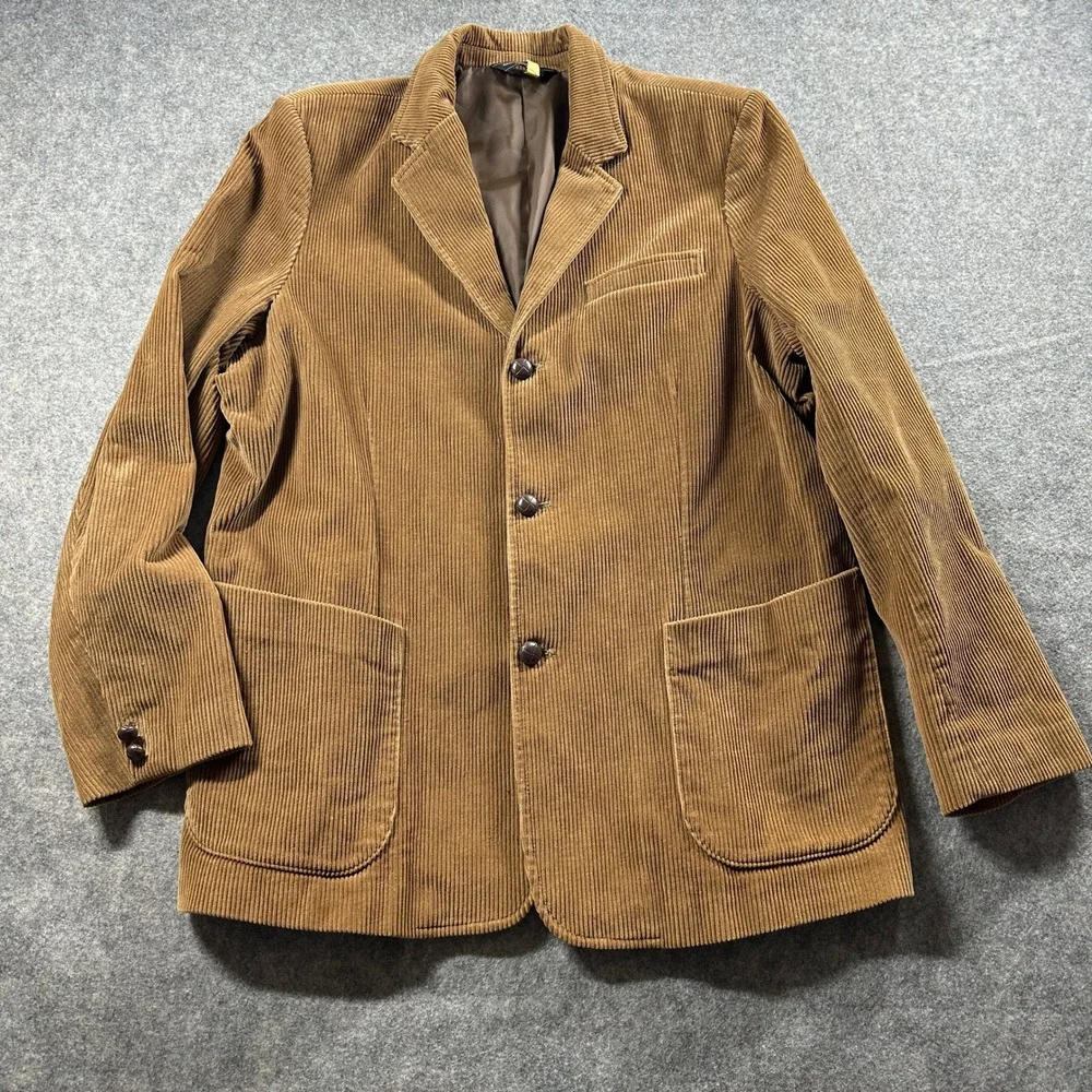 Vtg Abercrombie & Fitch Corduroy Blazer Mens L Brown 3-Button Sport Coat Jacket